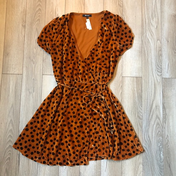 Madewell Leopard Dot Velvet Wrap Dress Small - Picture 4 of 8